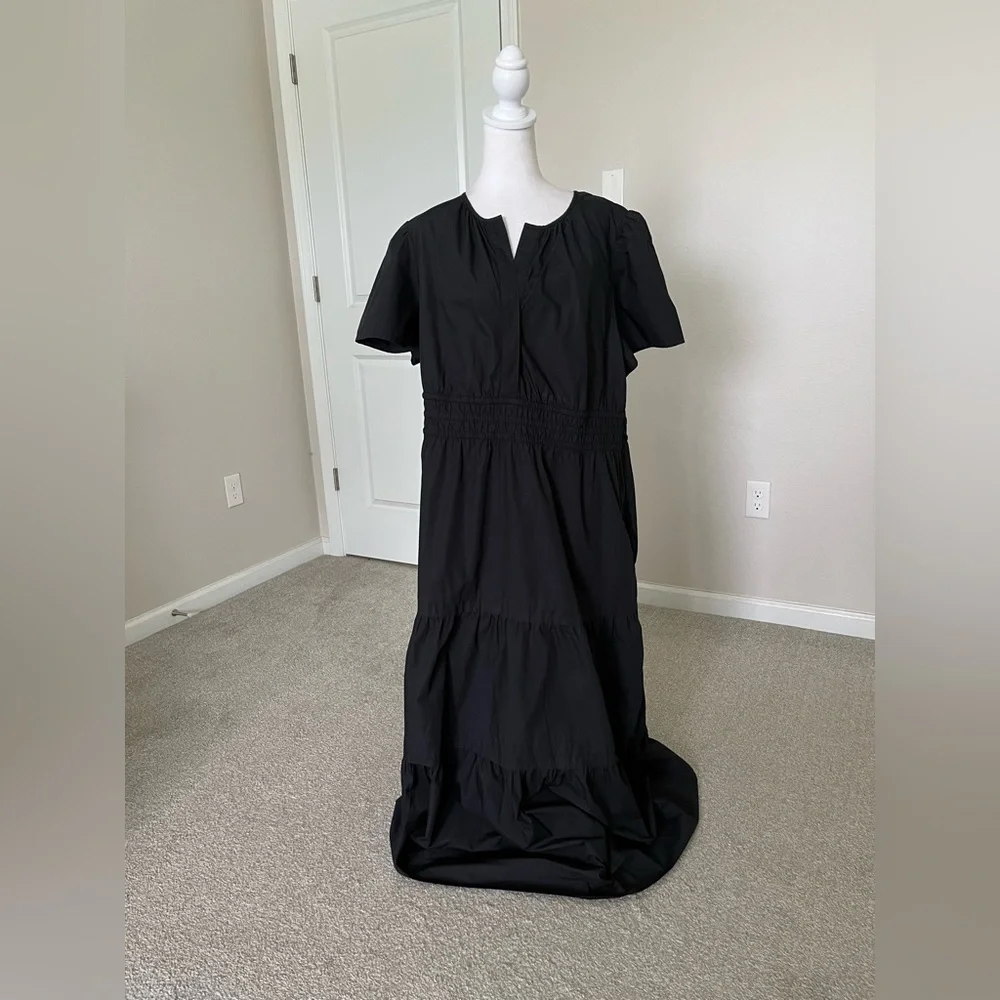 NWT Quince 100% Organic Cotton Dark Navy Tiered Maxi Dress Size 2X - Picture 12 of 12